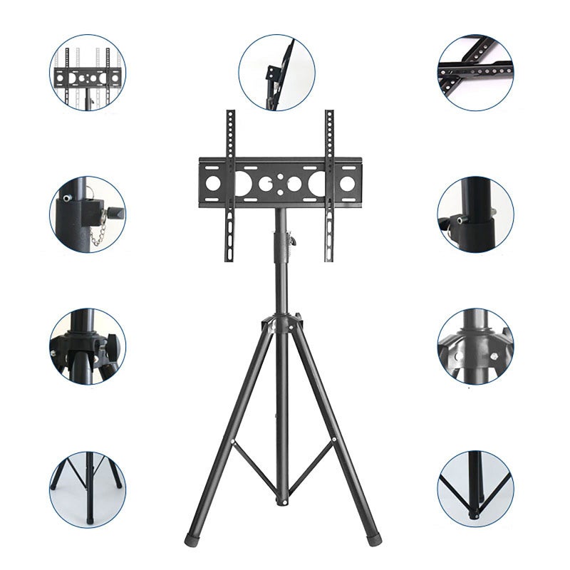 YFLY Black Tripod TV Display Portable Floor Stand Height Adjustable Mount for 32" to 55" Flat Screens - Image 5